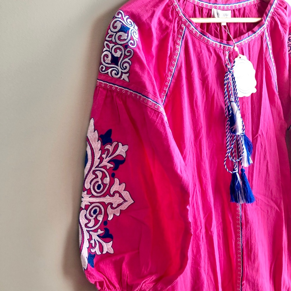 NWT Pink Embroidered Caftan Cover Up Robe - Picture 3 of 10